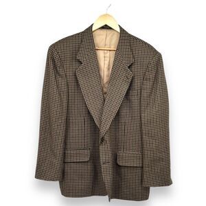 Vintage Oscar de la Renta Sport Coat Wool Houndstooth Mens 44S Blazer
